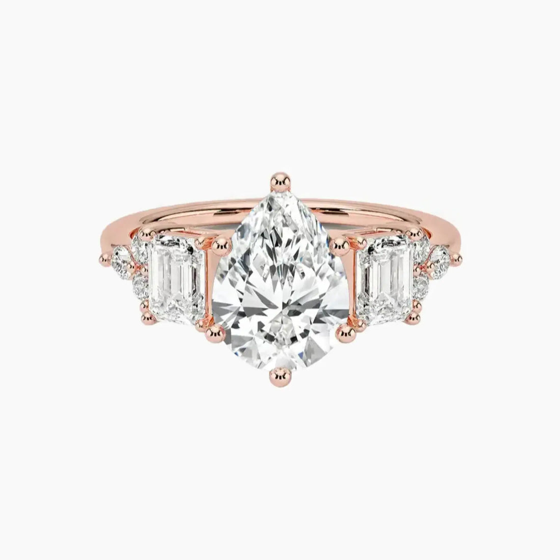 Kaiya Pear Designer Diamond Ring Setting in 14K White Gold