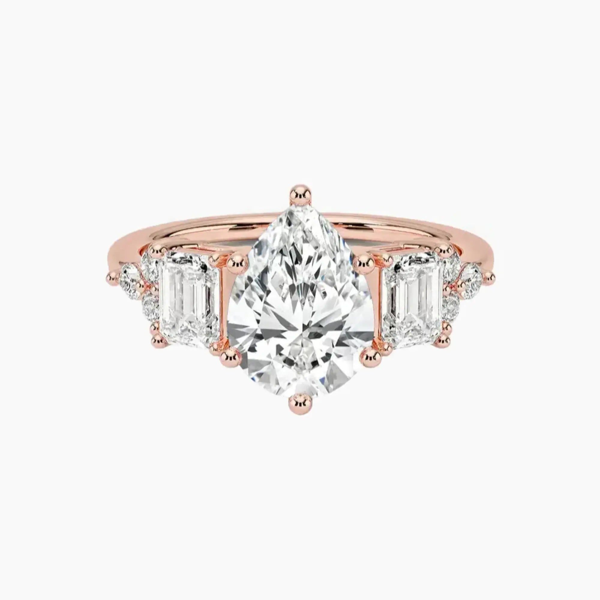Kaiya Pear Designer 2.5 Carat Lab Grown Diamond Engagement Ring in 14K Rose Gold