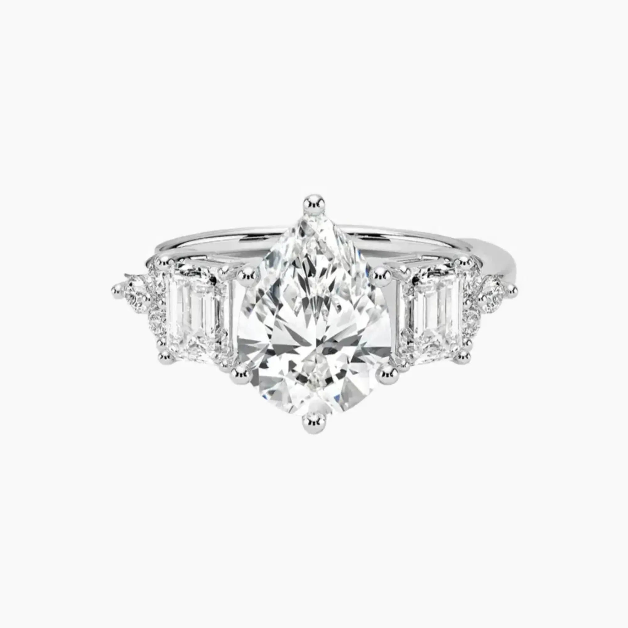 Kaiya Pear Designer Diamond Ring Setting in 14K Yellow Gold