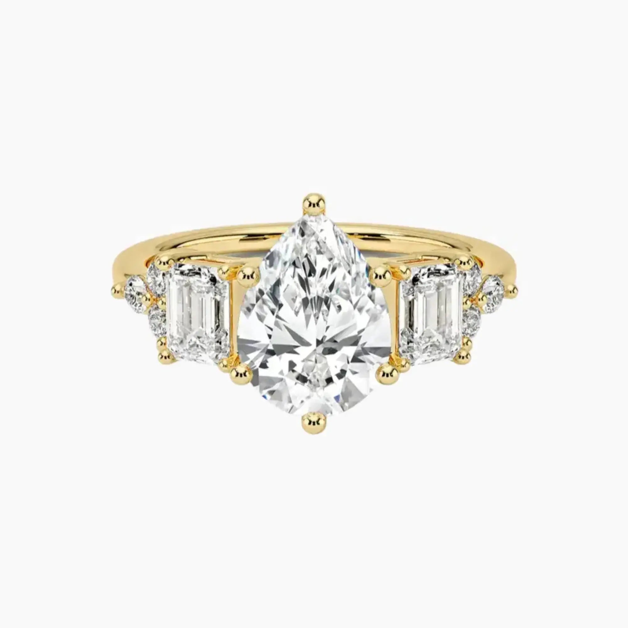 Kaiya Pear Designer 2.5 Carat Lab Grown Diamond Engagement Ring in 18K White Gold