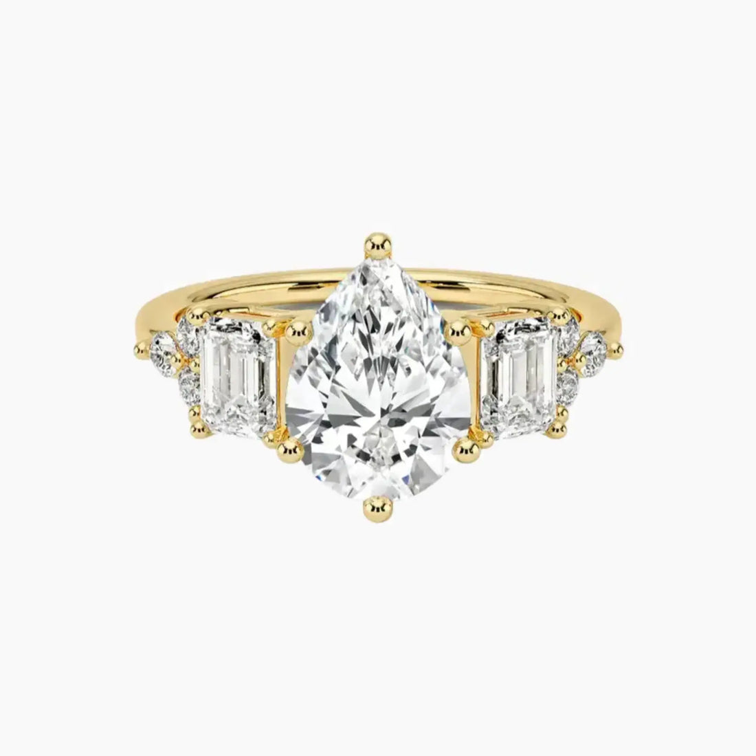 Kaiya Pear Designer 1 Carat Lab Grown Diamond Engagement Ring in 14K White Gold