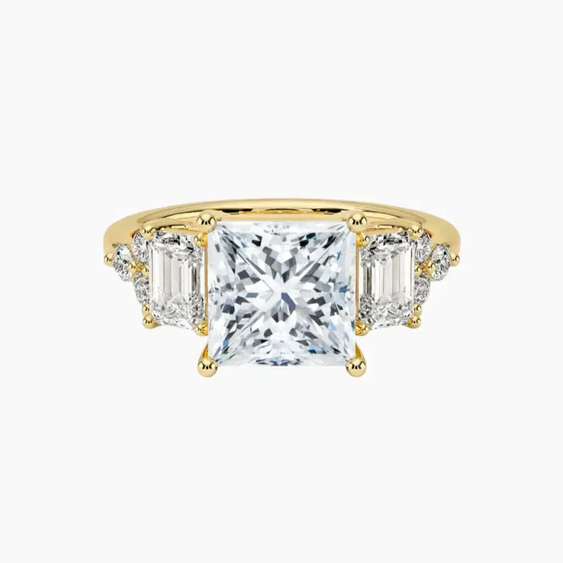 Kaiya Princess Designer Diamond Ring Setting in 14K Yellow Gold