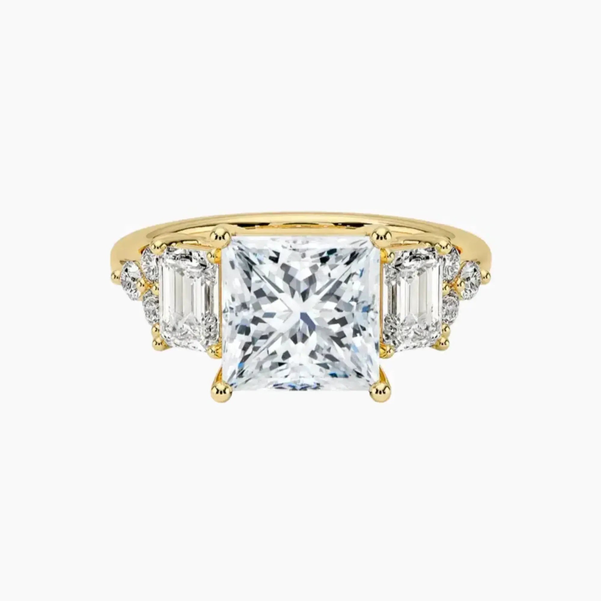 Kaiya Princess Designer 3 Carat Lab Grown Diamond Engagement Ring in 18K Yellow Gold