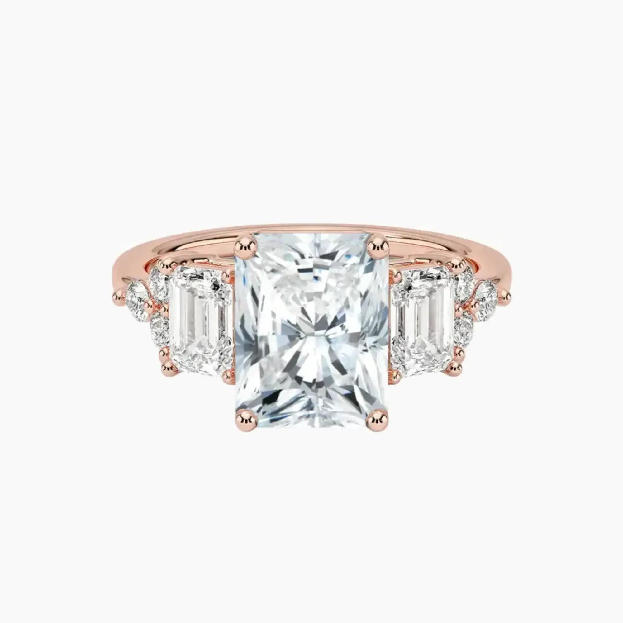 Kaiya Radiant Designer 1.5 Carat Lab Grown Diamond Engagement Ring in 14K Rose Gold
