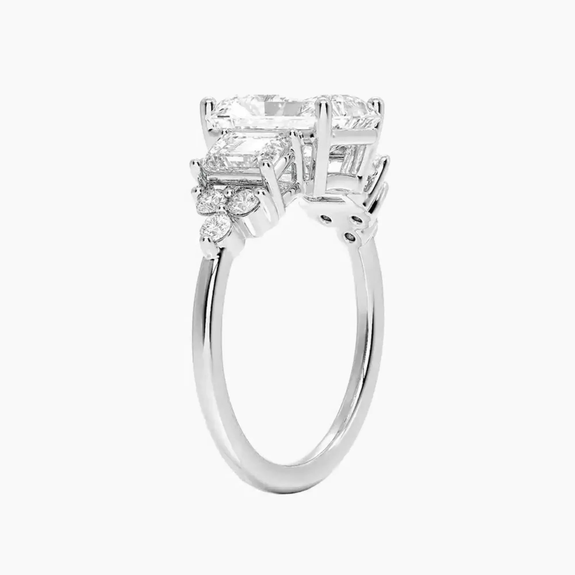 Kaiya Radiant Designer 2.5 Carat Lab Grown Diamond Engagement Ring in 18K White Gold