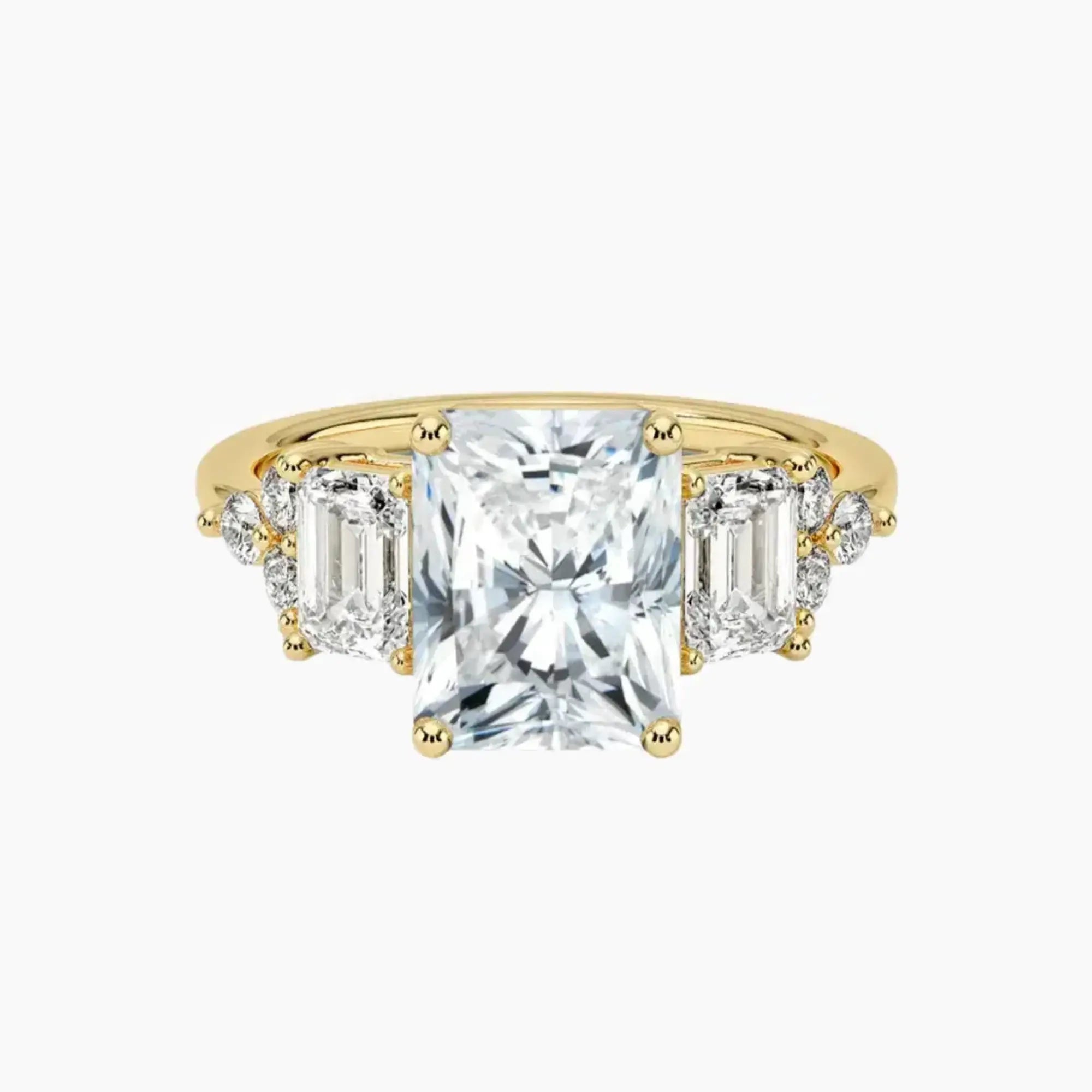Kaiya Radiant Designer 1.5 Carat Lab Grown Diamond Engagement Ring in 14K Yellow Gold