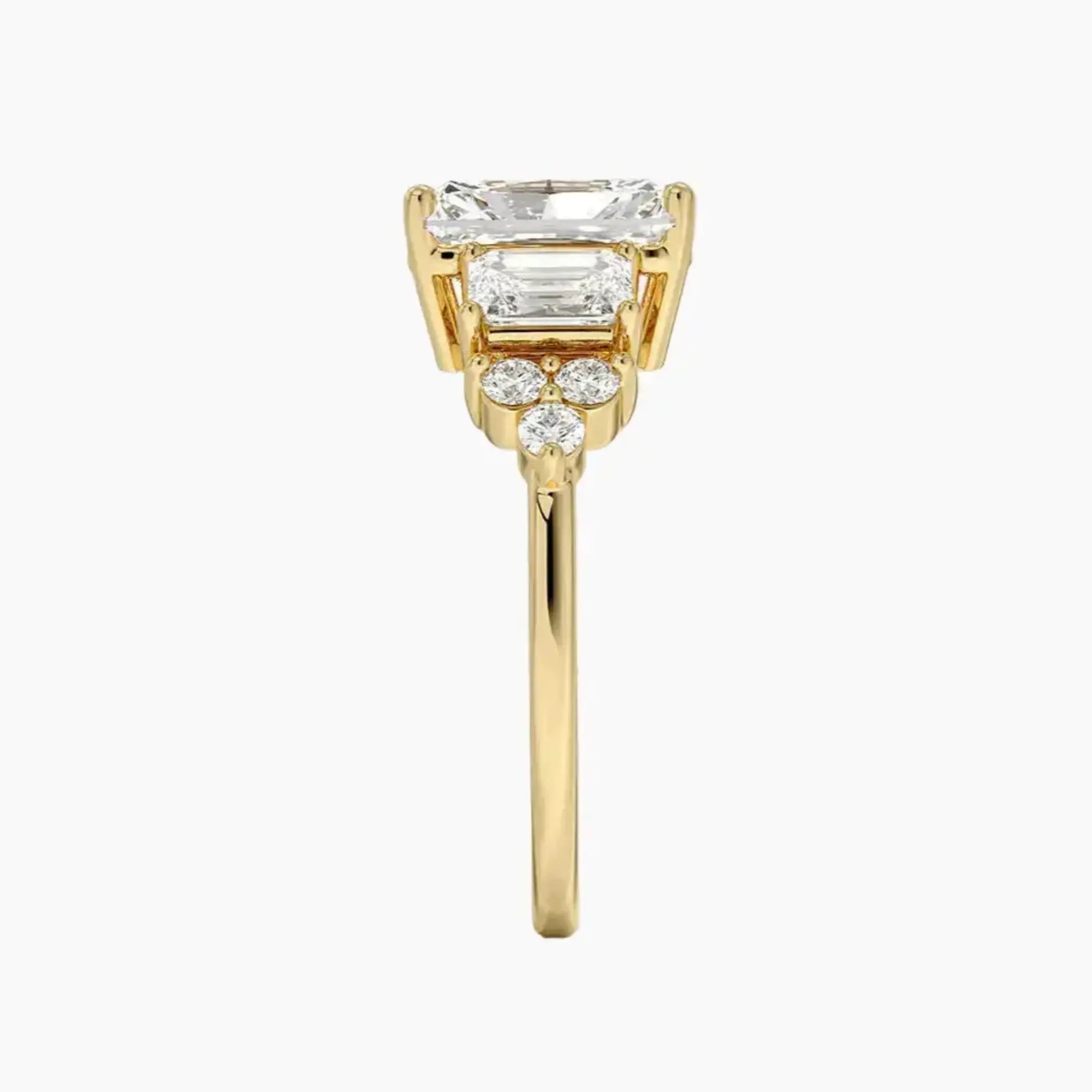 Kaiya Radiant Designer 2.5 Carat Lab Grown Diamond Engagement Ring in 14K White Gold