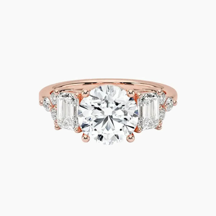 Kaiya Round Designer 2.5 Carat Lab Grown Diamond Engagement Ring in 14K Rose Gold