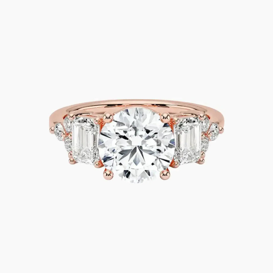 Kaiya Round Designer 2 Carat Lab Grown Diamond Engagement Ring in 14K Rose Gold