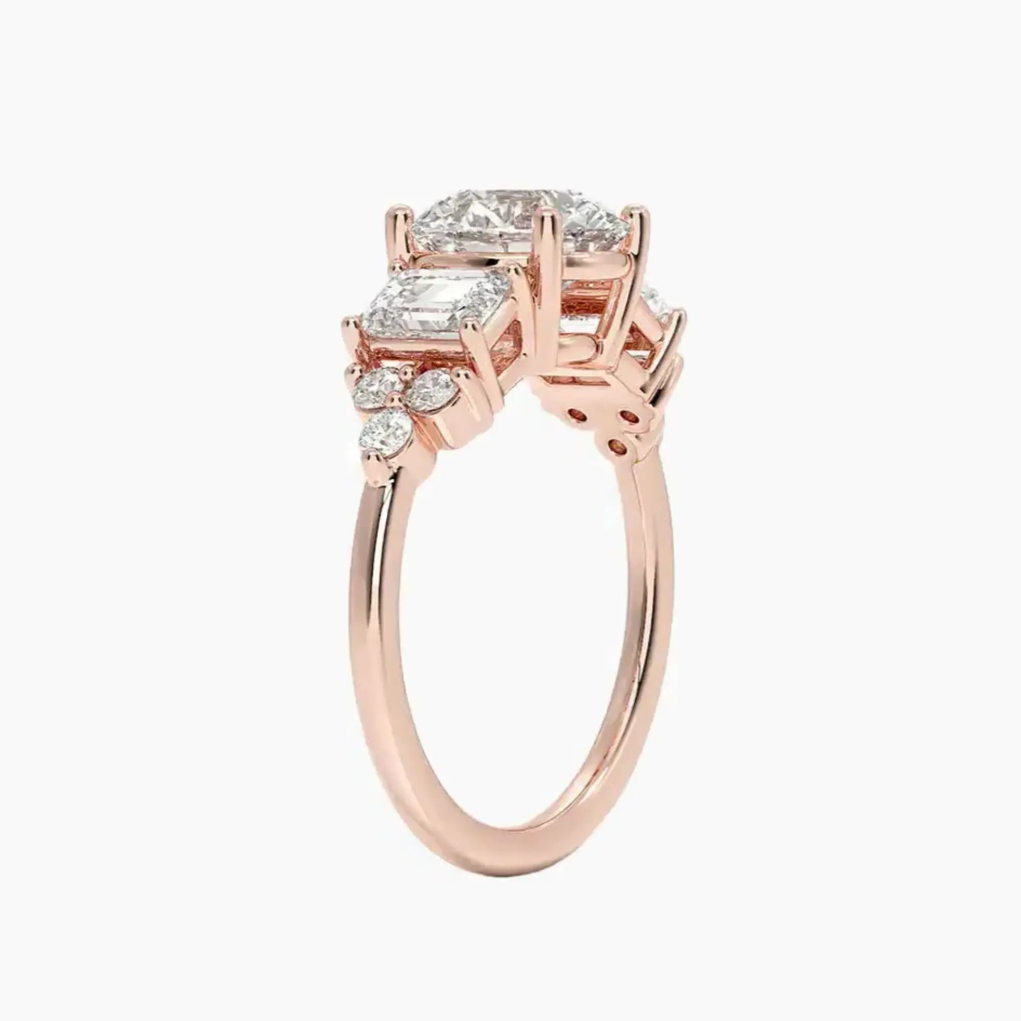 Kaiya Round Designer 1 Carat Lab Grown Diamond Engagement Ring in 14K Rose Gold