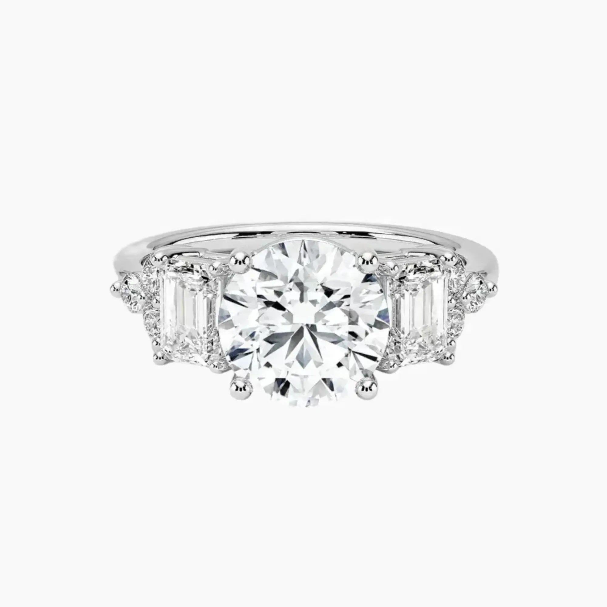 Kaiya Round Designer 3 Carat Lab Grown Diamond Engagement Ring in 18K White Gold