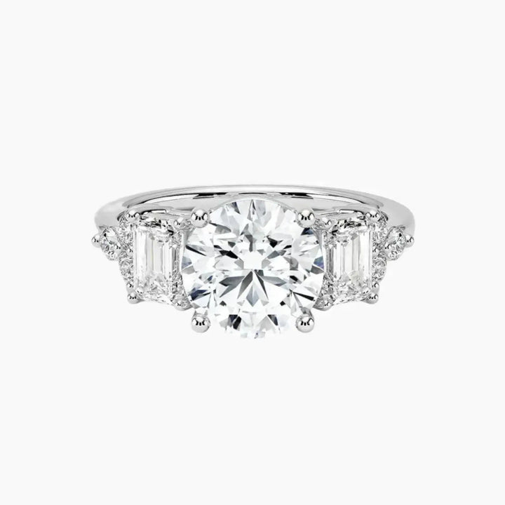 Kaiya Round Designer 3 Carat Lab Grown Diamond Engagement Ring in 18K White Gold