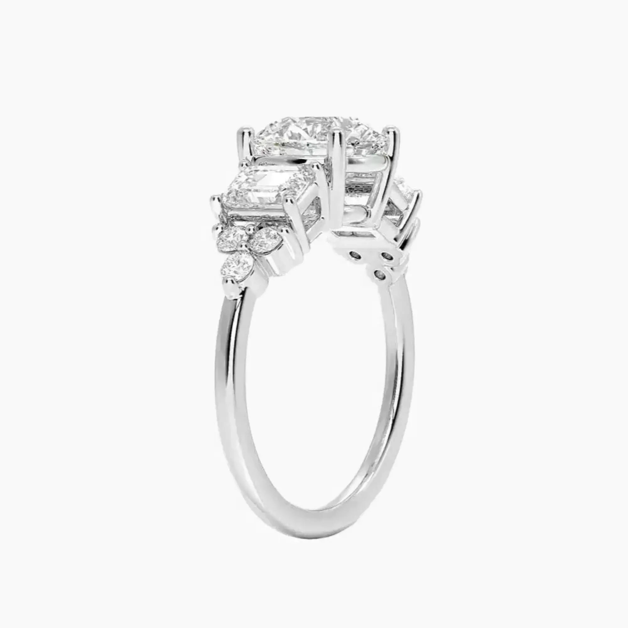 Kaiya Round Designer 3 Carat Lab Grown Diamond Engagement Ring in 14K Yellow Gold