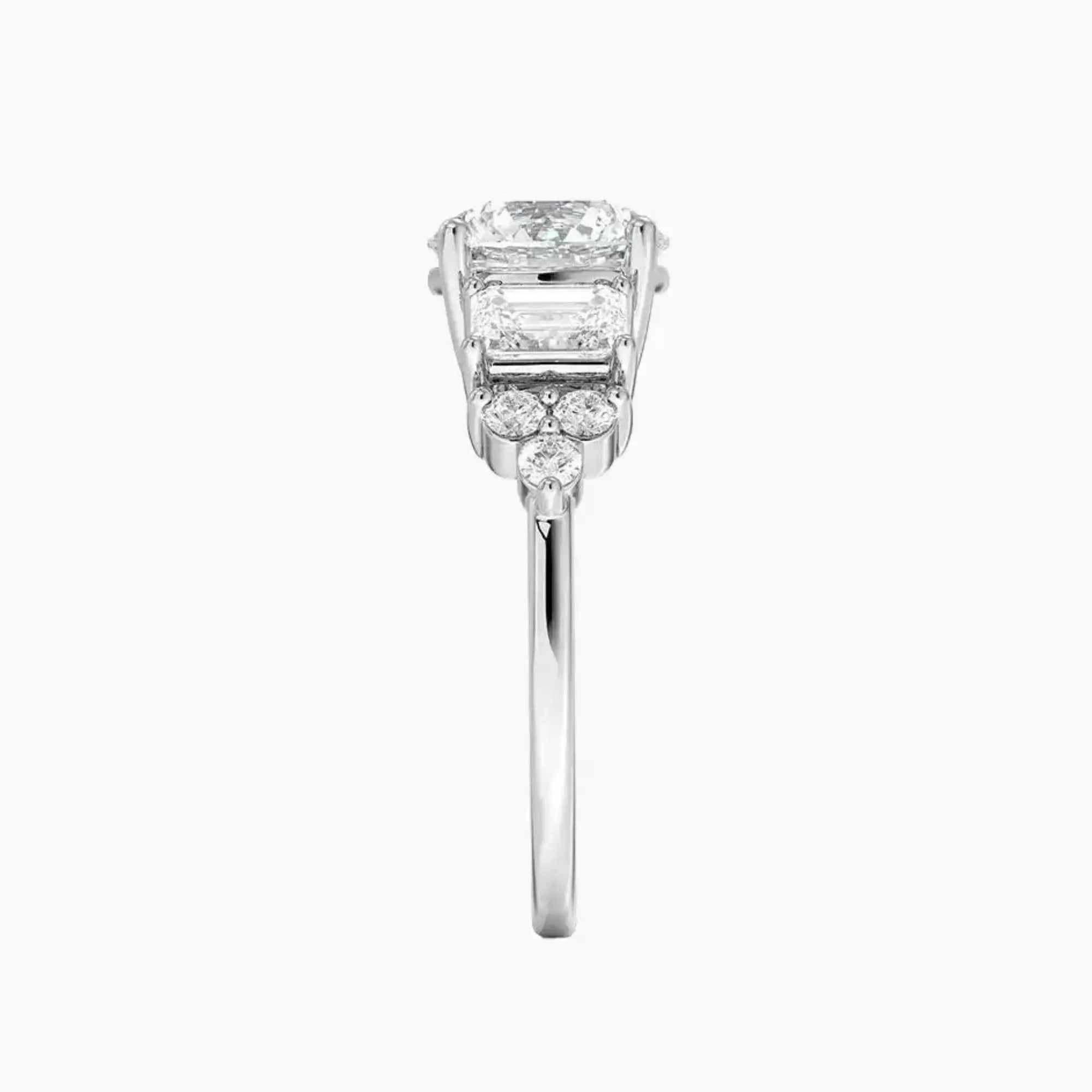 Kaiya Round Designer Diamond Ring Setting in 14K White Gold