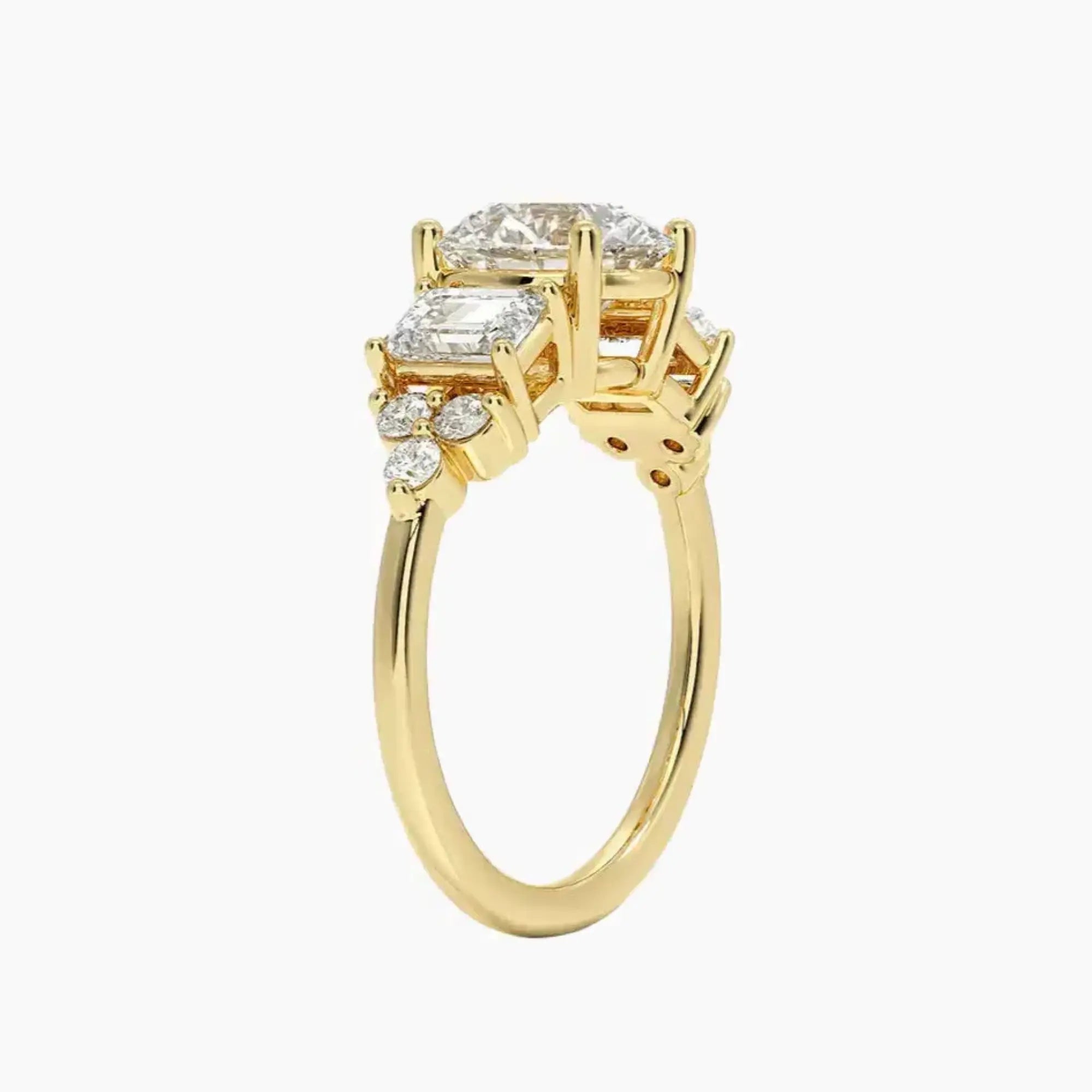 Kaiya Round Designer 1.5 Carat Lab Grown Diamond Engagement Ring in 14K Yellow Gold