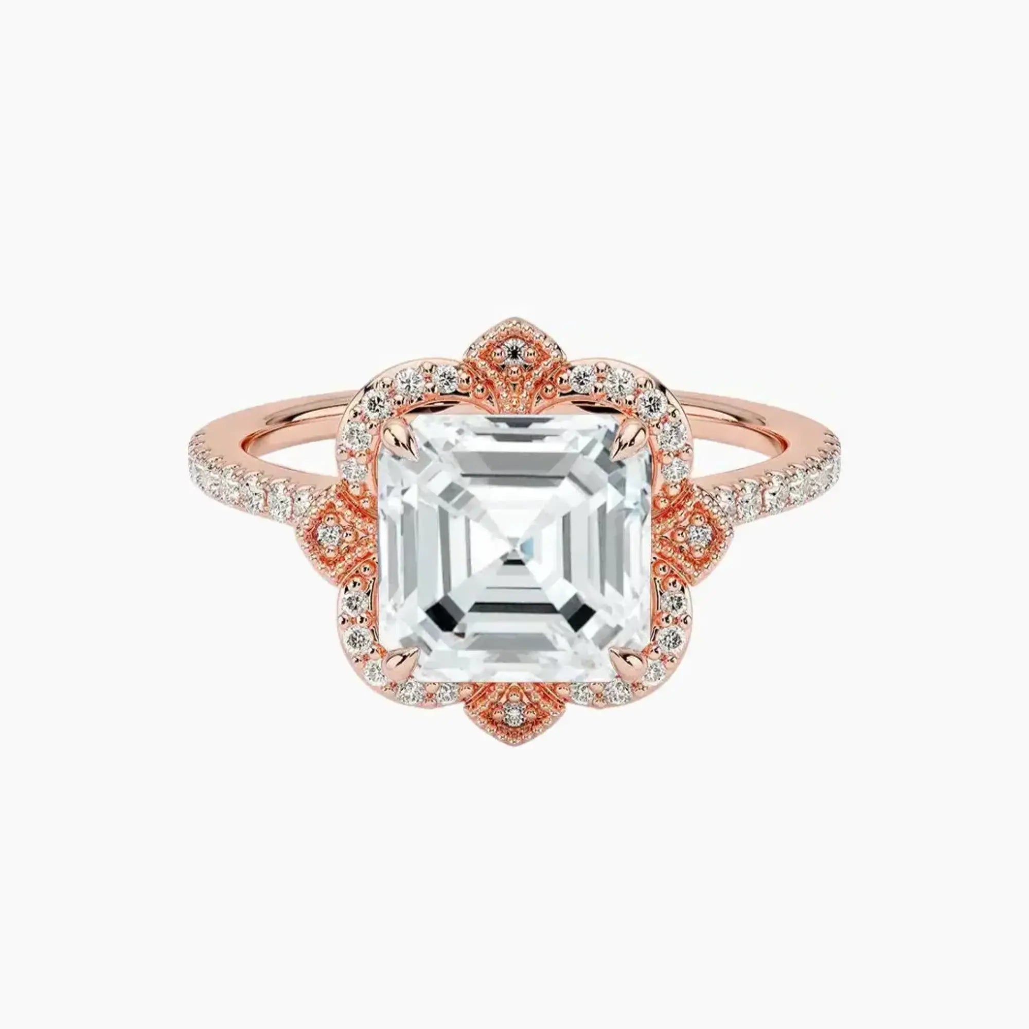 Ravenna Asscher 1.5 Carat Lab Grown Diamond Engagement Ring in 14K Rose Gold