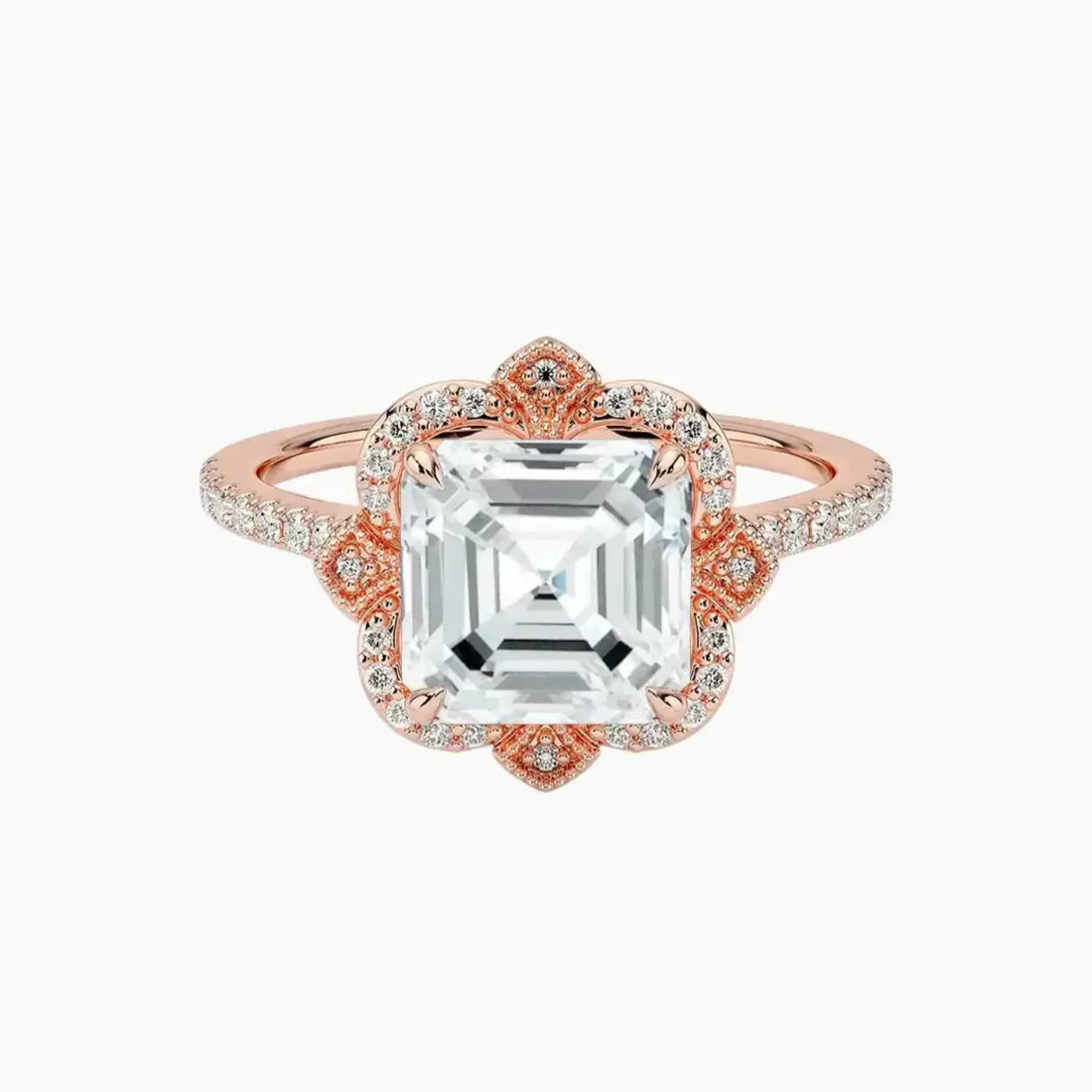 Ravenna Asscher Diamond Ring Setting in 14K Yellow Gold