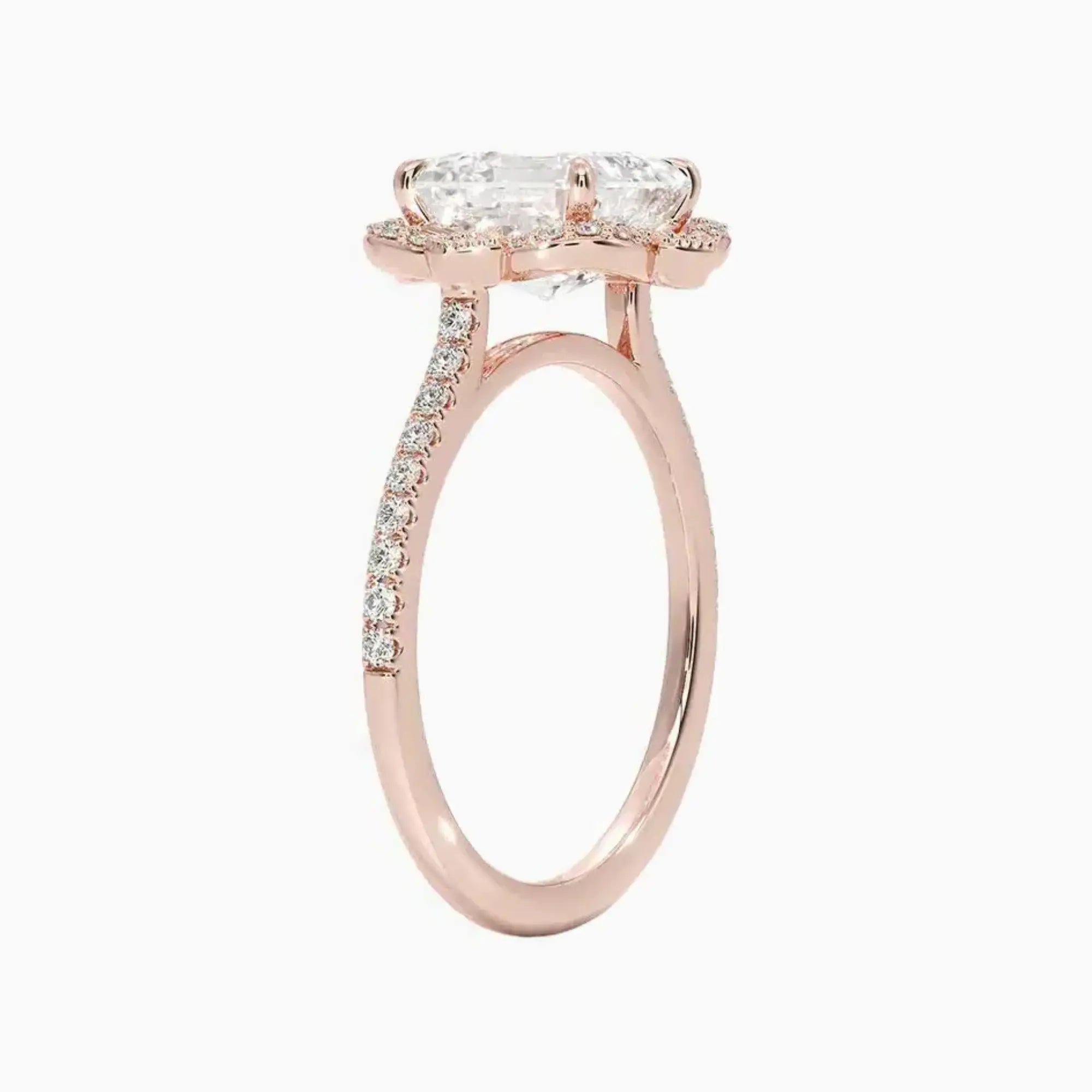 Ravenna Asscher 2.5 Carat Lab Grown Diamond Engagement Ring in 18K Rose Gold