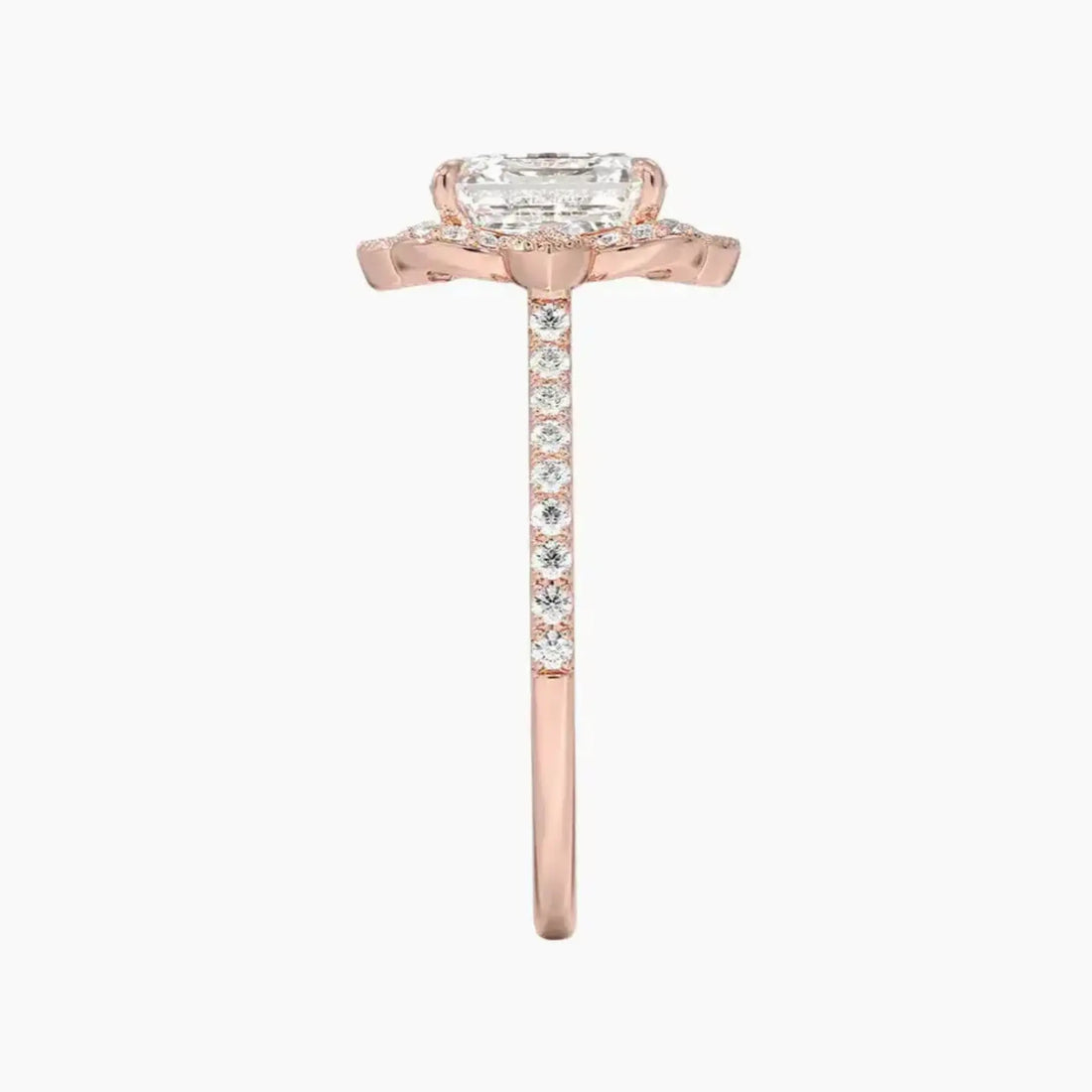 Ravenna Asscher 3 Carat Lab Grown Diamond Engagement Ring in 18K Yellow Gold
