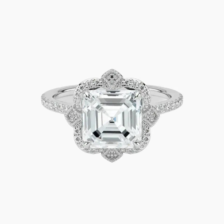 Ravenna Asscher 2 Carat Lab Grown Diamond Engagement Ring in 18K White Gold