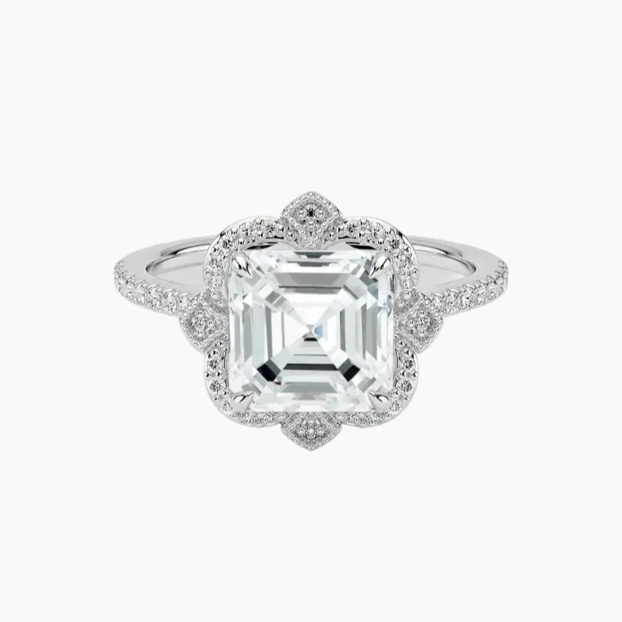 Ravenna Asscher 2.5 Carat Lab Grown Diamond Engagement Ring in 14K Rose Gold