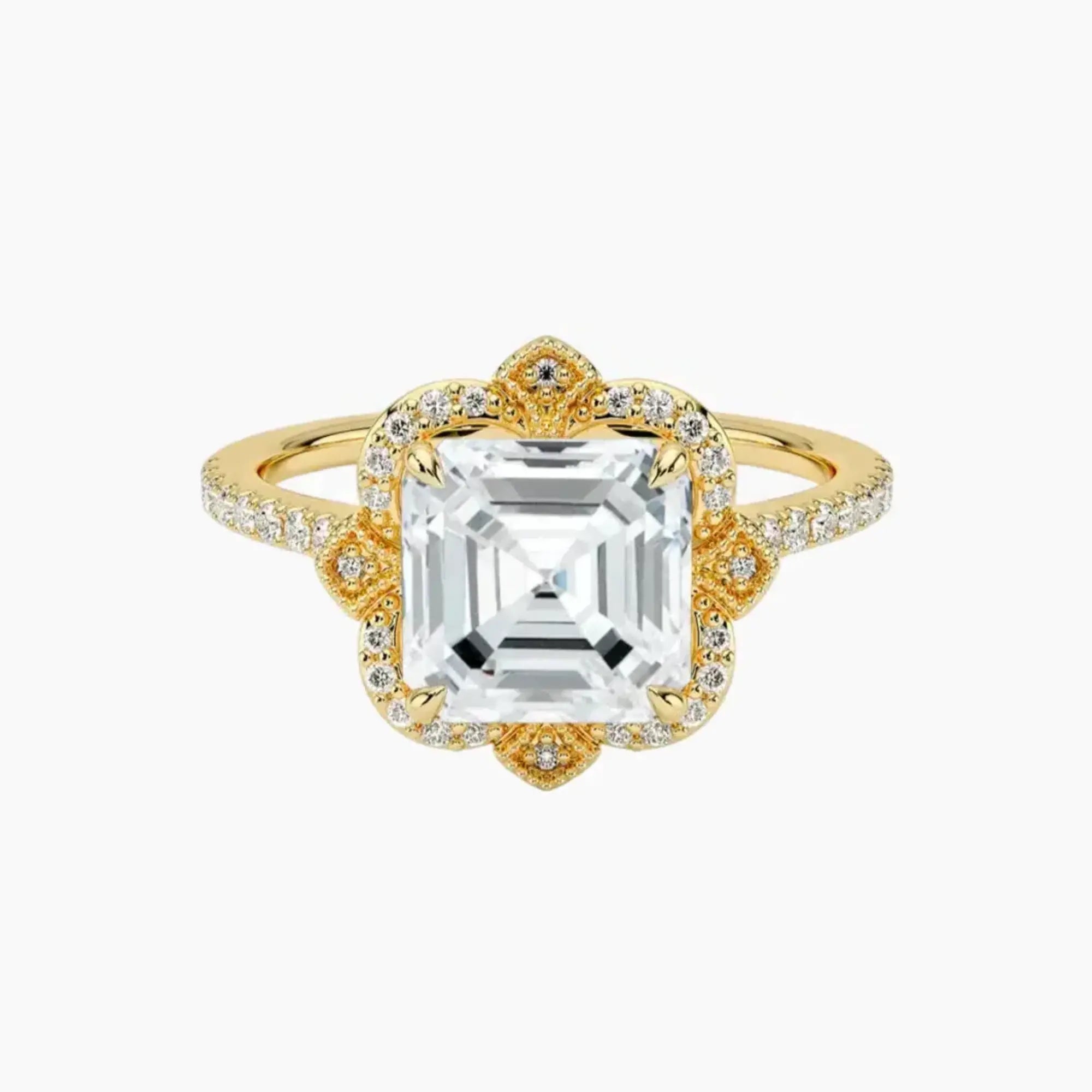 Ravenna Asscher 1.5 Carat Lab Grown Diamond Engagement Ring in 18K Rose Gold