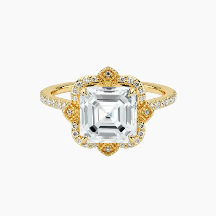 Ravenna Asscher 2.5 Carat Lab Grown Diamond Engagement Ring in 14K Yellow Gold