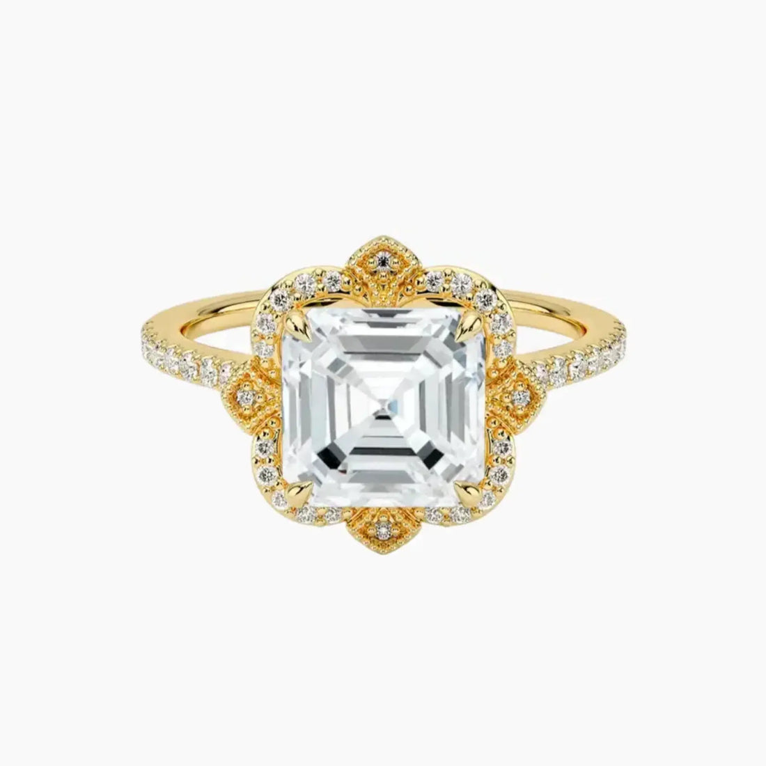 Ravenna Asscher 1 Carat Lab Grown Diamond Engagement Ring in 14K Yellow Gold