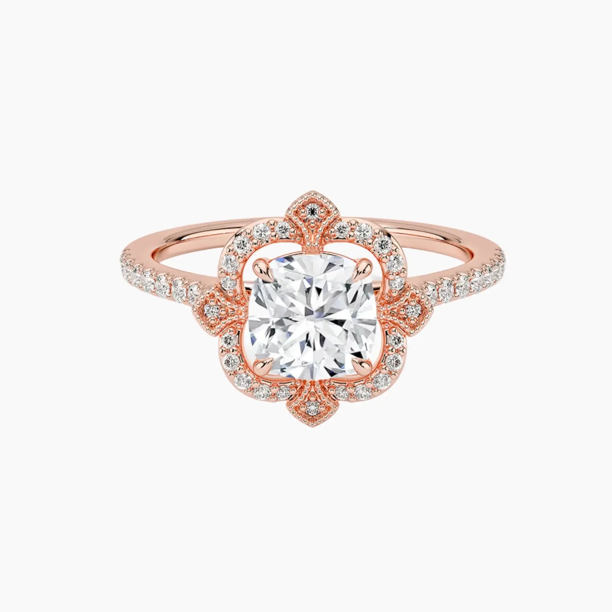 Ravenna Cushion Diamond Ring Setting in 18K Rose Gold