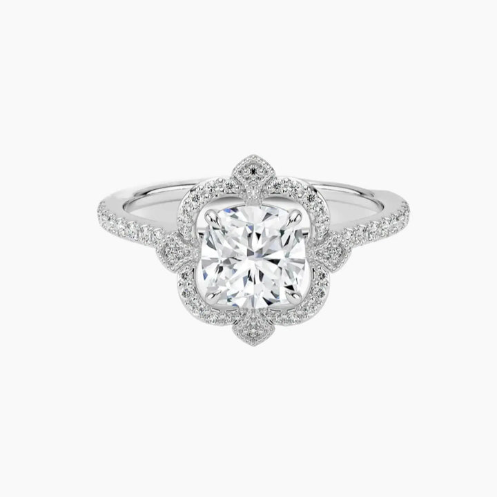 Ravenna Cushion 1 Carat Lab Grown Diamond Engagement Ring in 18K White Gold