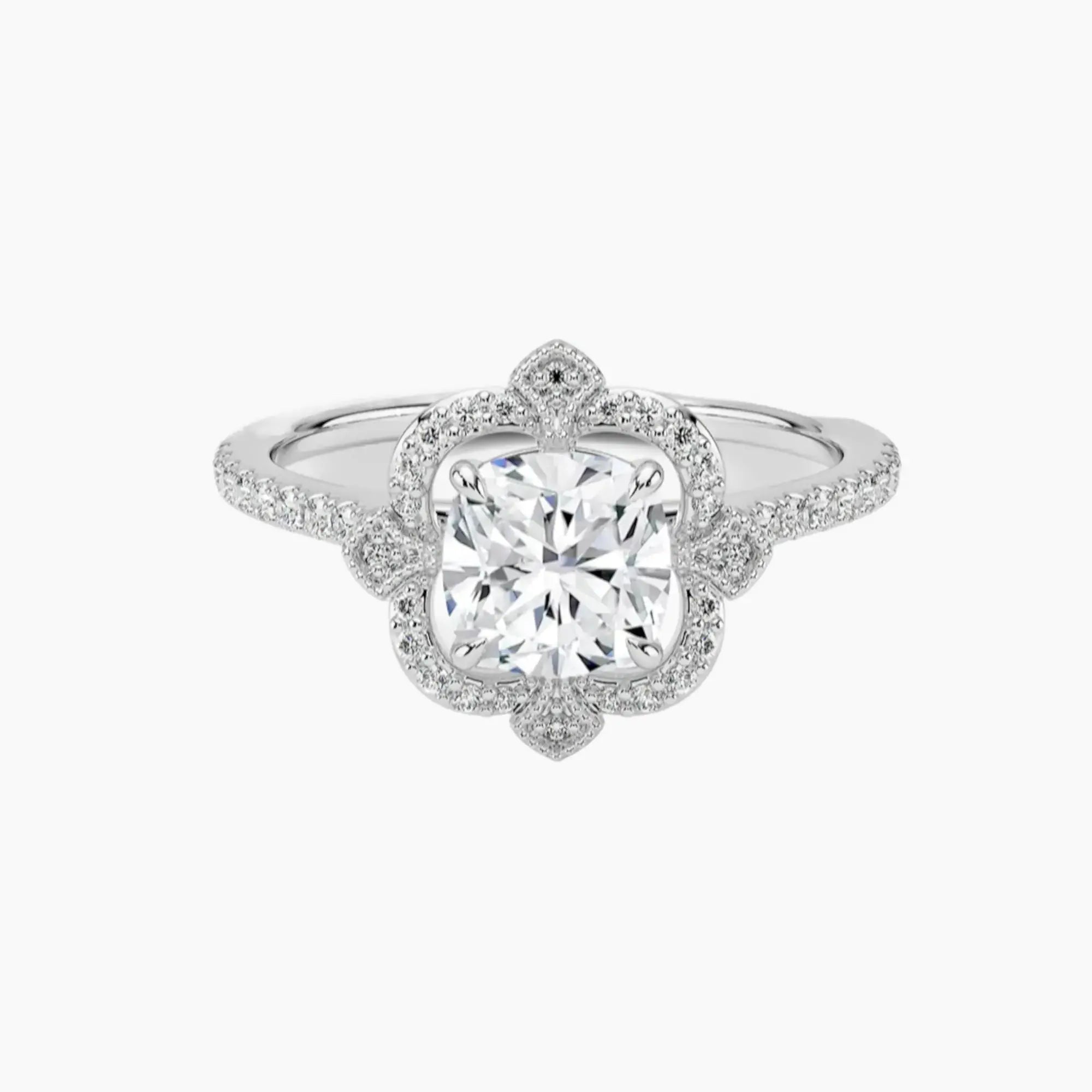 Ravenna Cushion 2.5 Carat Lab Grown Diamond Engagement Ring in 14K White Gold