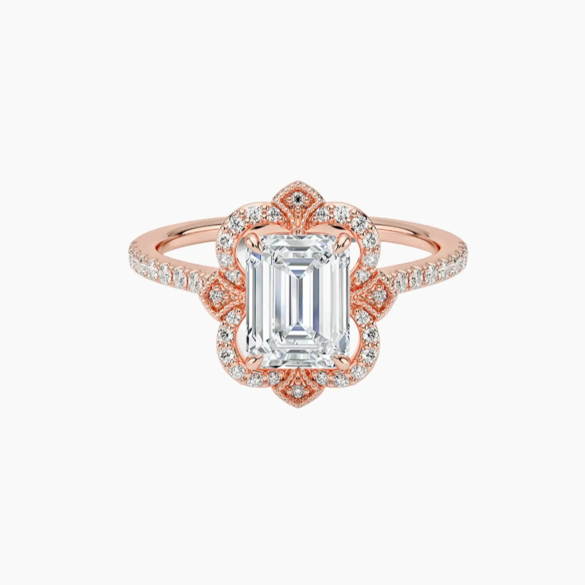 Ravenna Emerald 3 Carat Lab Grown Diamond Engagement Ring in 14K White Gold