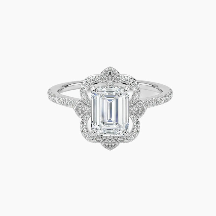 Ravenna Emerald 3 Carat Lab Grown Diamond Engagement Ring in 14K White Gold