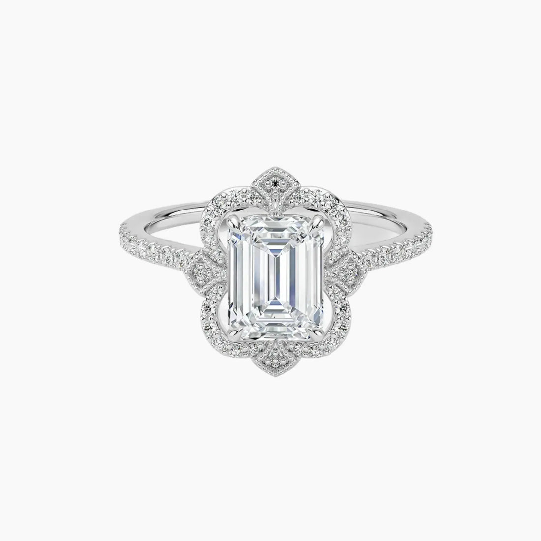 Ravenna Emerald 1 Carat Lab Grown Diamond Engagement Ring in 18K Rose Gold
