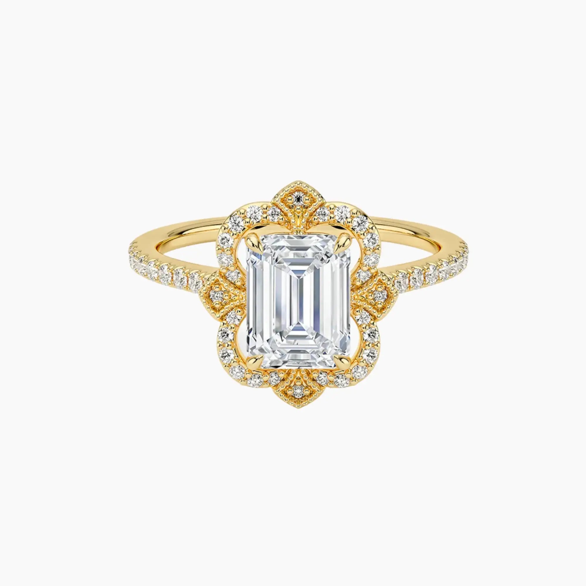 Ravenna Emerald 3 Carat Lab Grown Diamond Engagement Ring in 14K White Gold