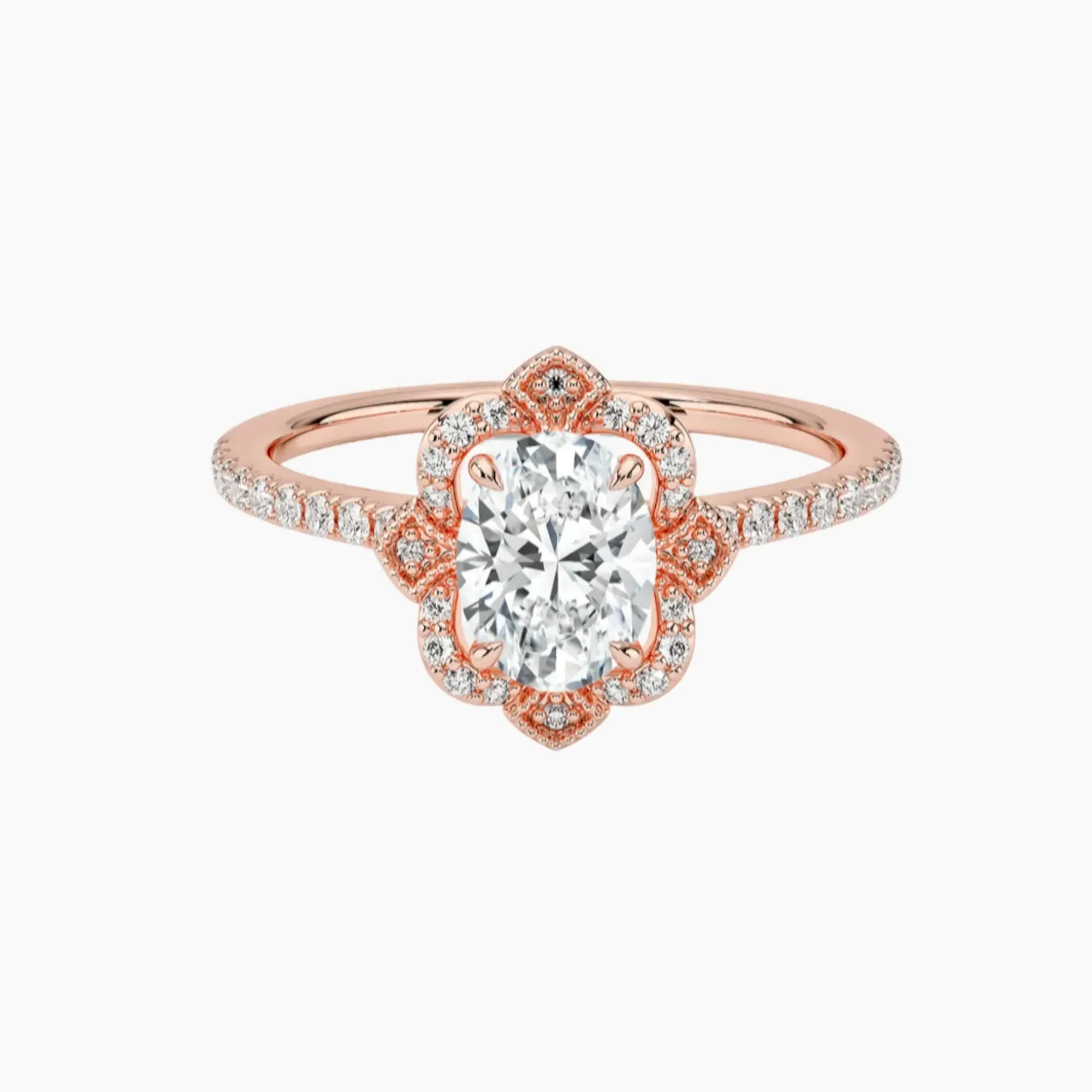 Ravenna Oval 2 Carat Lab Grown Diamond Engagement Ring in 14K Rose Gold