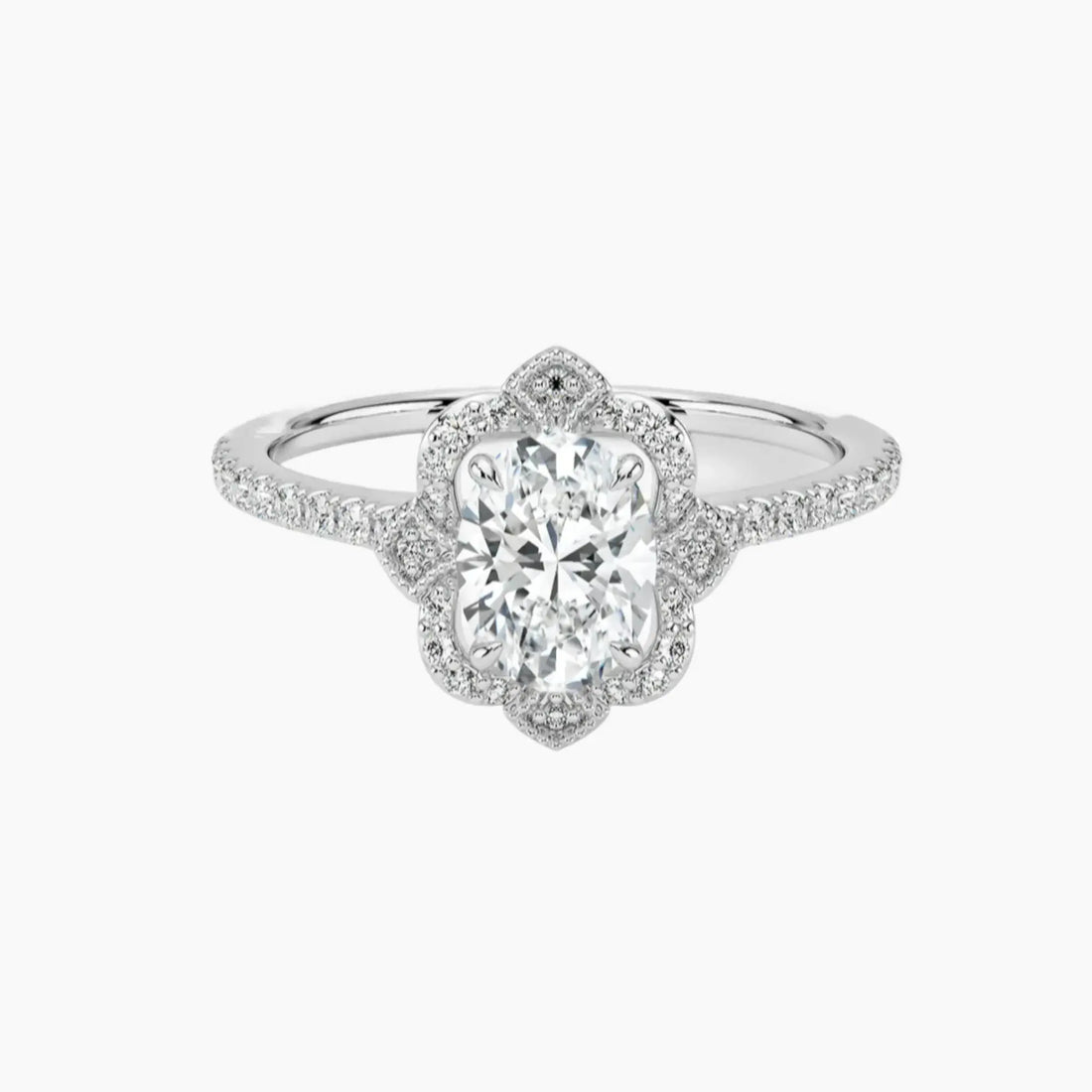 Ravenna Oval 1 Carat Lab Grown Diamond Engagement Ring in 18K Yellow Gold