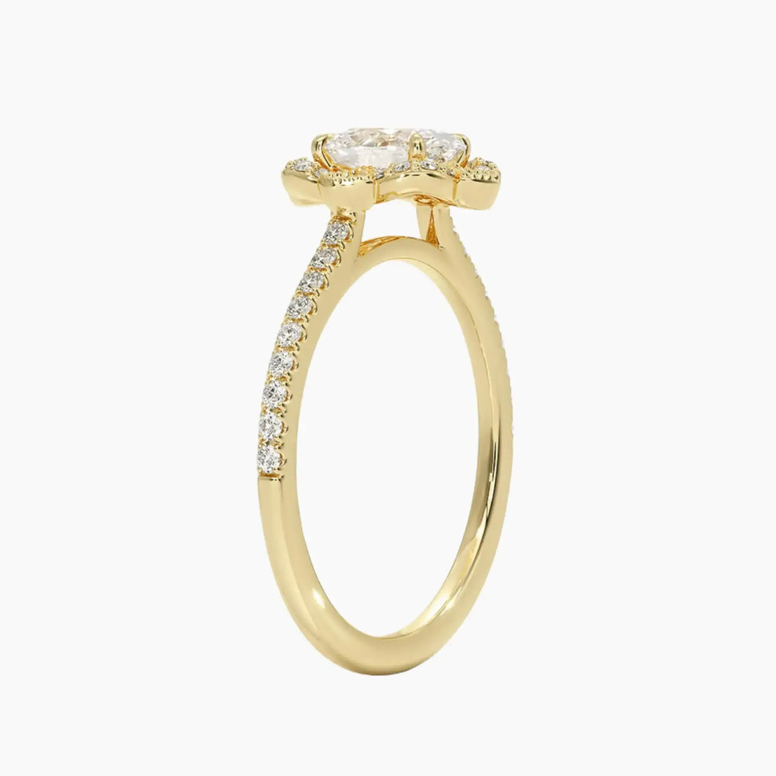 Ravenna Oval 3 Carat Lab Grown Diamond Engagement Ring in 18K Yellow Gold