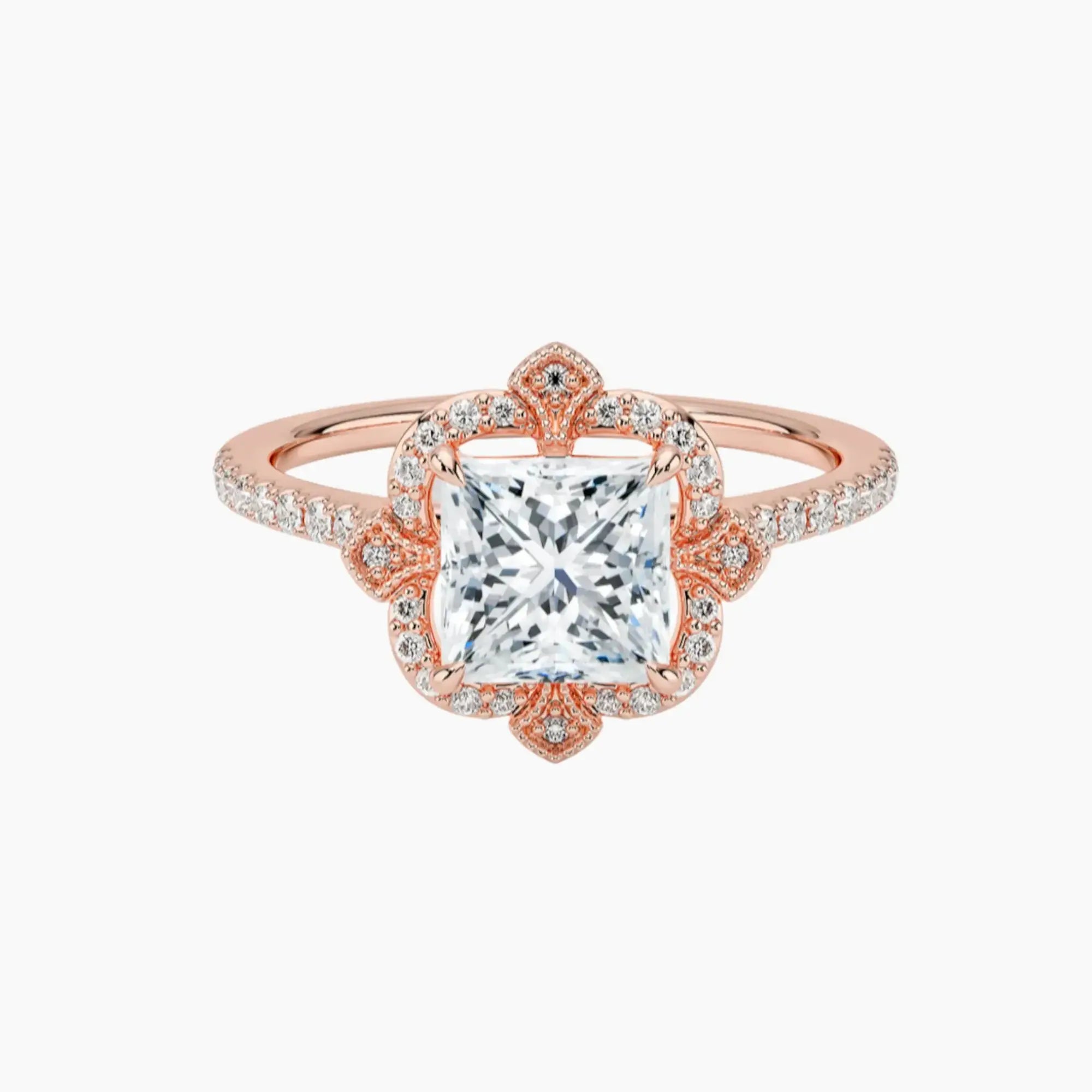 Ravenna Princess 1.5 Carat Lab Grown Diamond Engagement Ring in 14K Rose Gold
