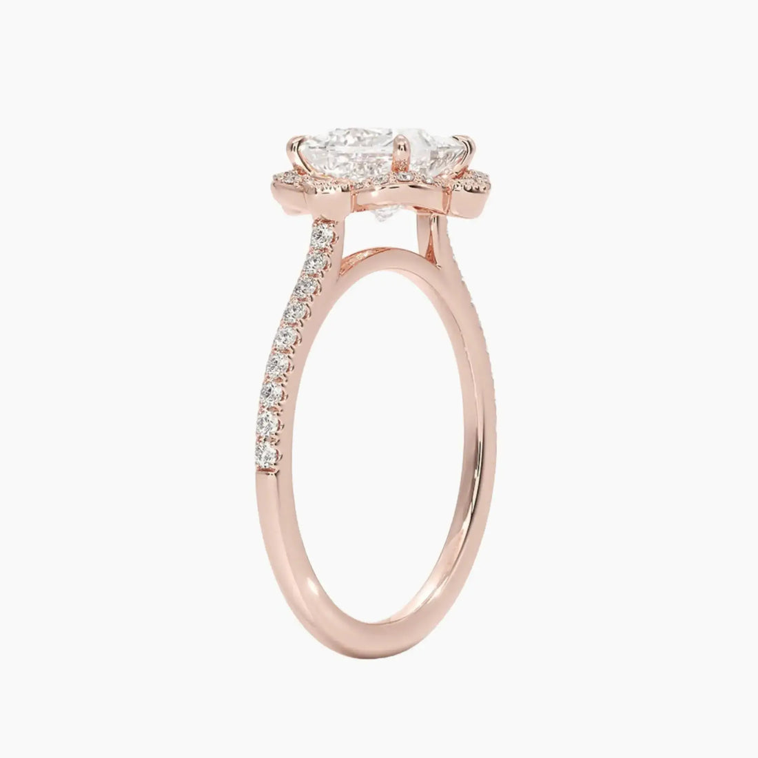 Ravenna Princess Diamond Ring Setting in 18K Rose Gold