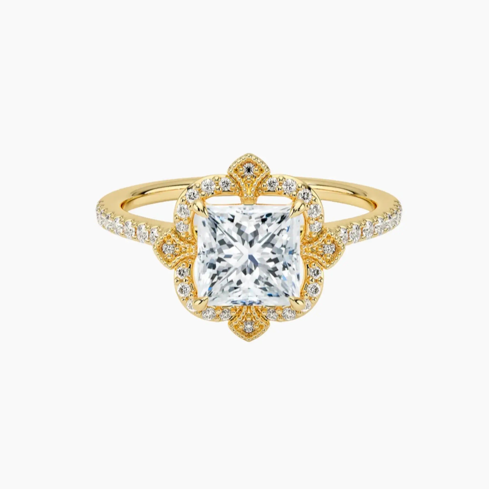 Ravenna Princess 2.5 Carat Lab Grown Diamond Engagement Ring in 18K Rose Gold