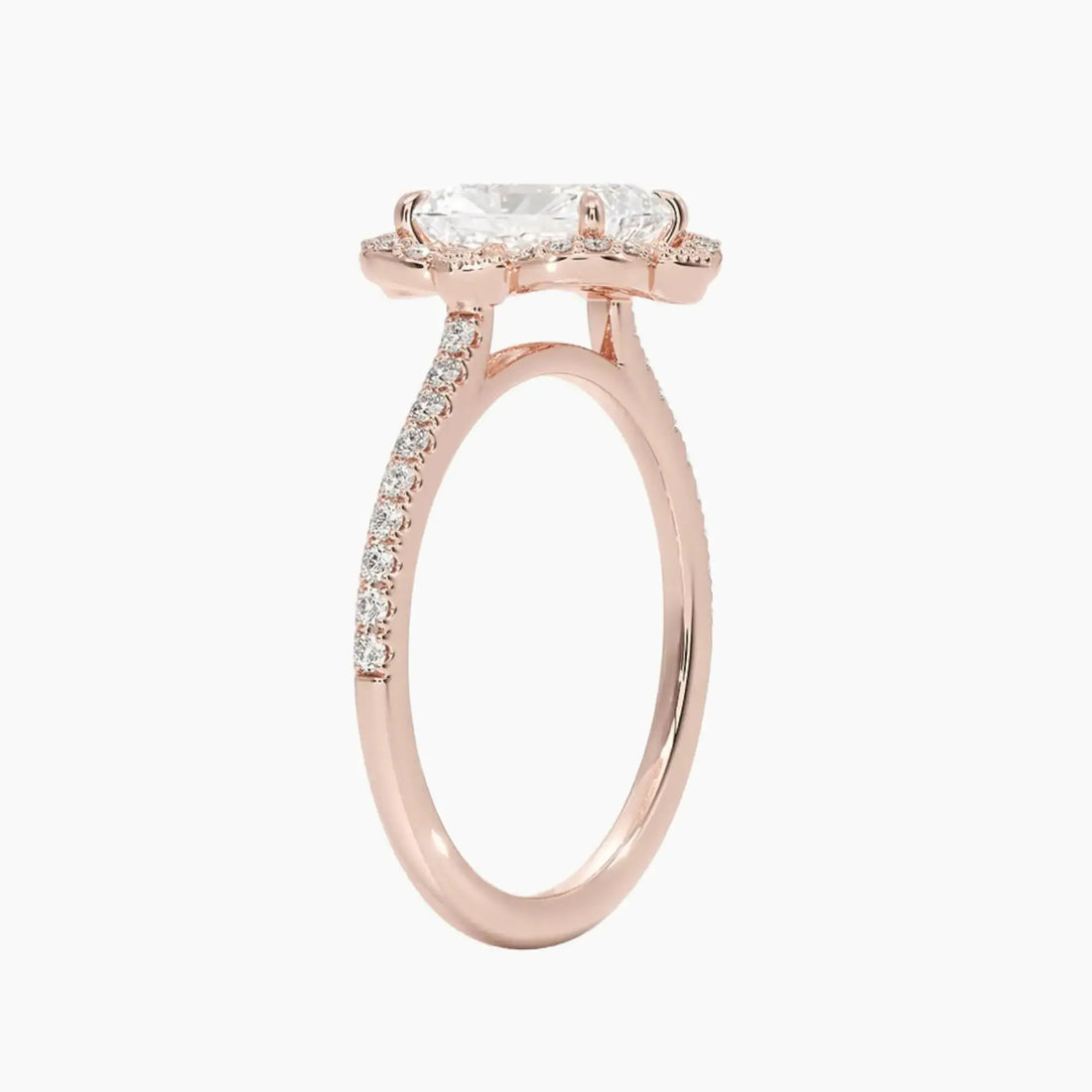 Ravenna Radiant 1 Carat Lab Grown Diamond Engagement Ring in 18K Rose Gold