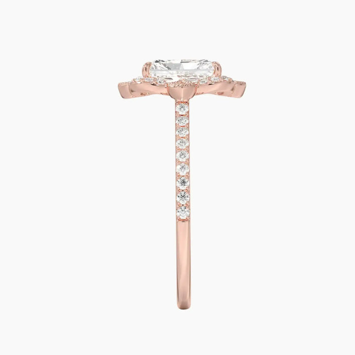 Ravenna Radiant 3 Carat Lab Grown Diamond Engagement Ring in 18K White Gold