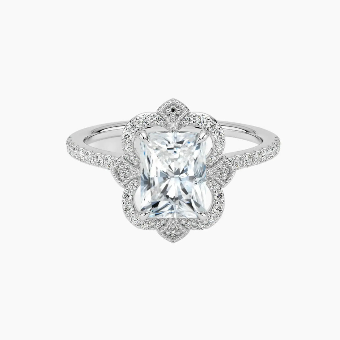 Ravenna Radiant 1 Carat Lab Grown Diamond Engagement Ring in 14K White Gold