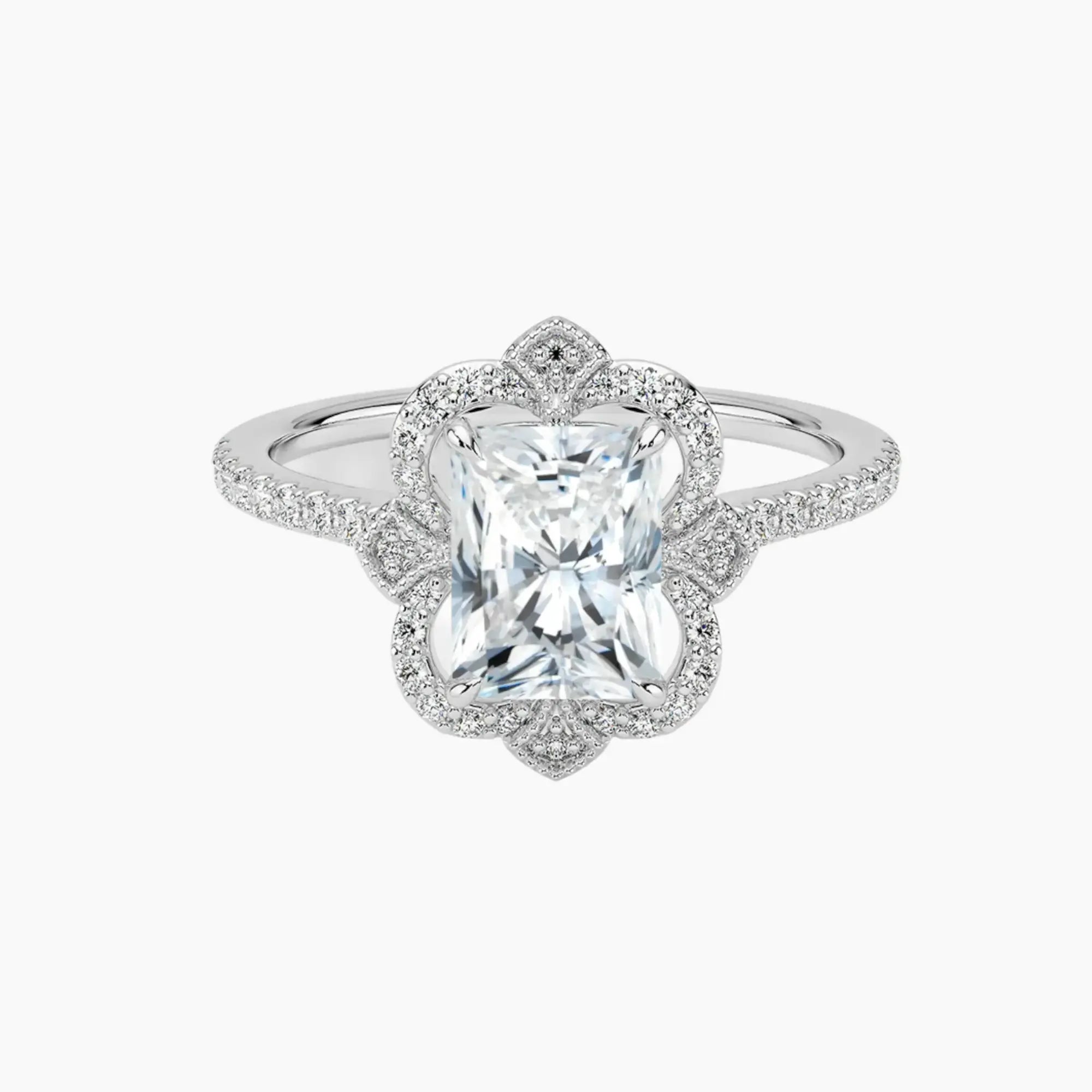 Ravenna Radiant 2 Carat Lab Grown Diamond Engagement Ring in 14K Yellow Gold