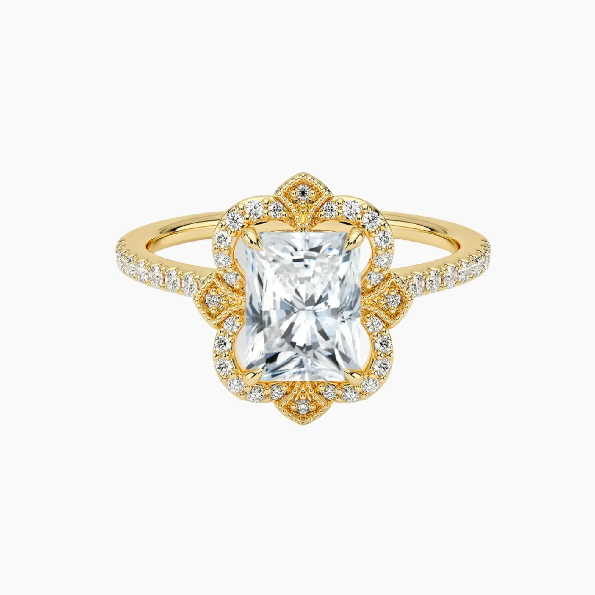 Ravenna Radiant 2 Carat Lab Grown Diamond Engagement Ring in 14K Rose Gold