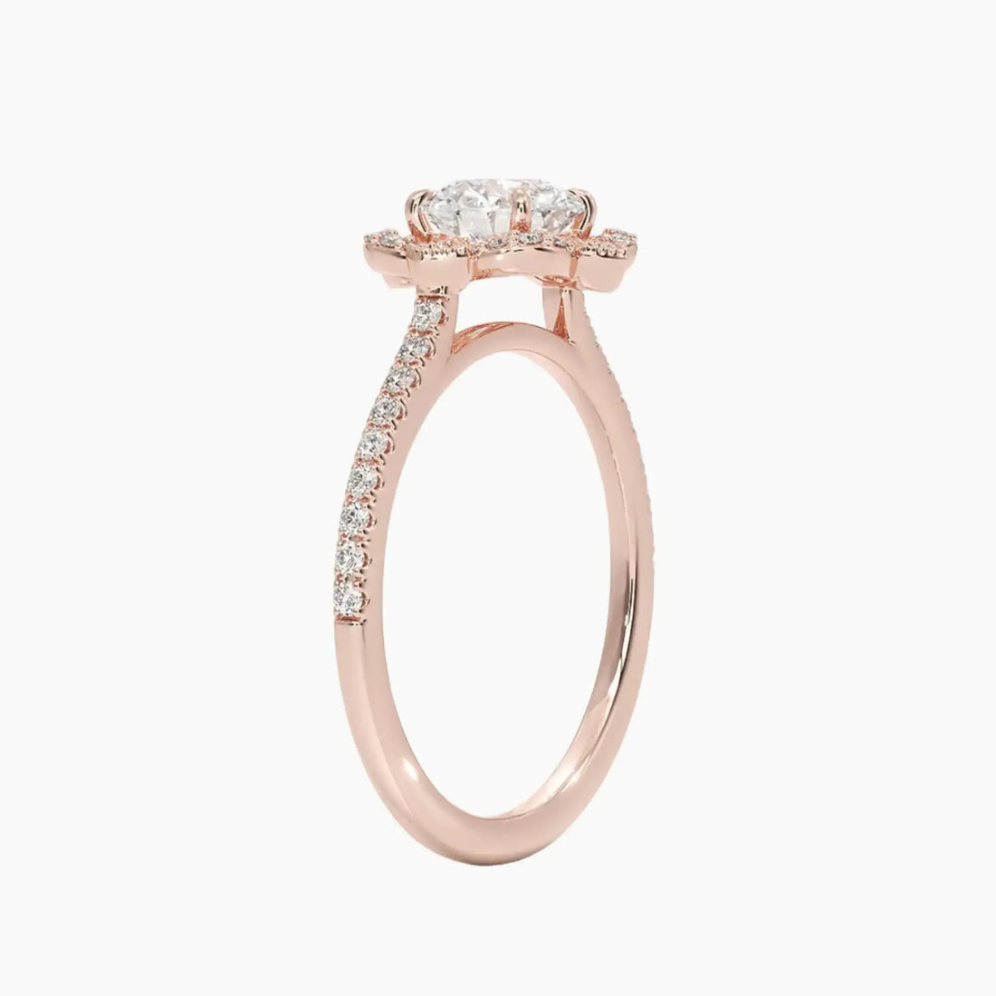 Ravenna Round 3 Carat Lab Grown Diamond Engagement Ring in 14K White Gold