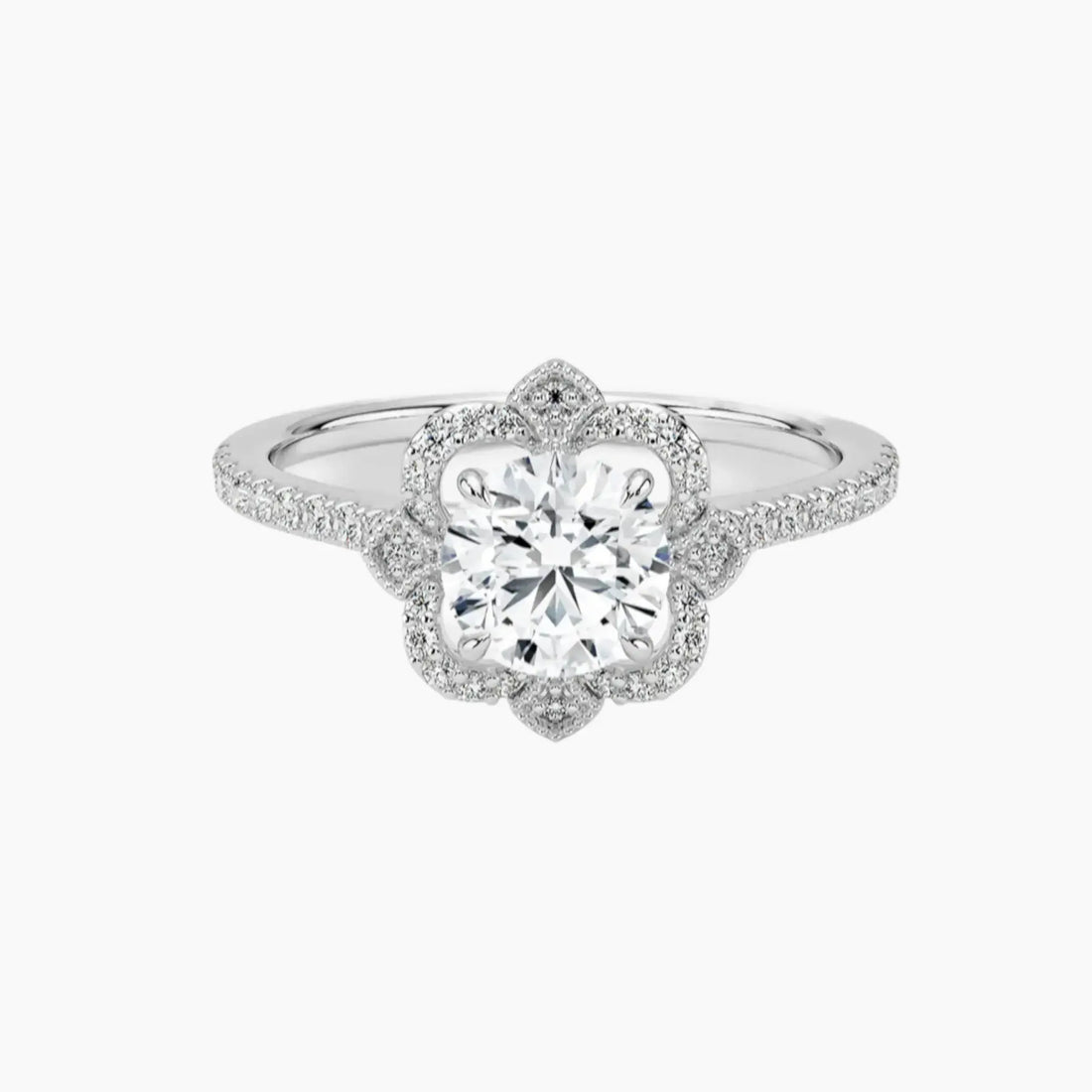Ravenna Round 1 Carat Lab Grown Diamond Engagement Ring in 14K Yellow Gold