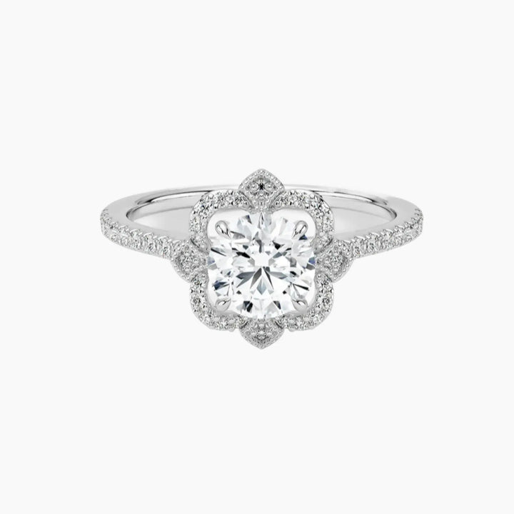 Ravenna Round 3 Carat Lab Grown Diamond Engagement Ring in 18K White Gold
