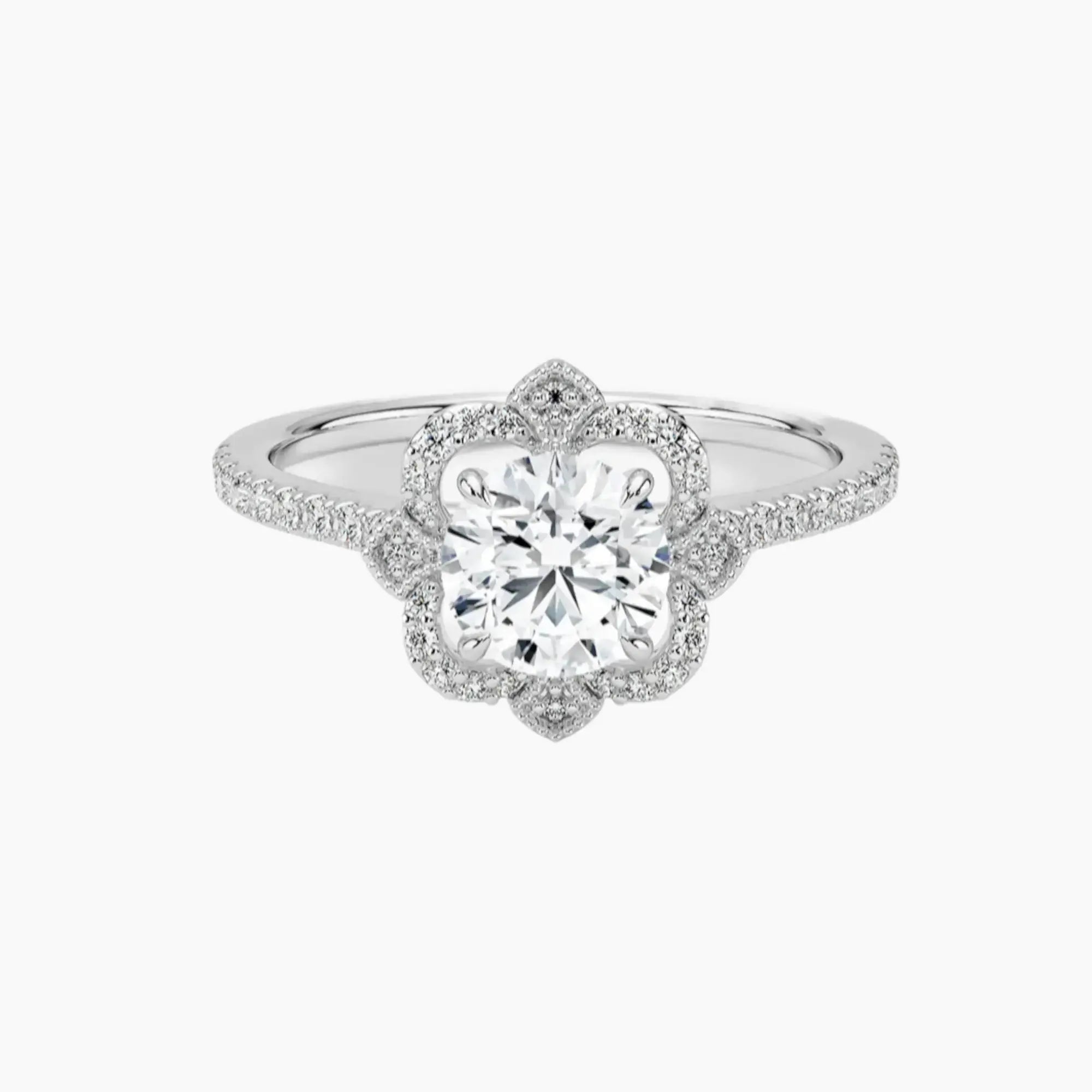 Ravenna Round 2 Carat Lab Grown Diamond Engagement Ring in 18K Yellow Gold
